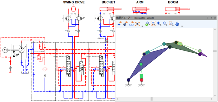 建設機器アームのモデルと油圧回路シミュレーション.png